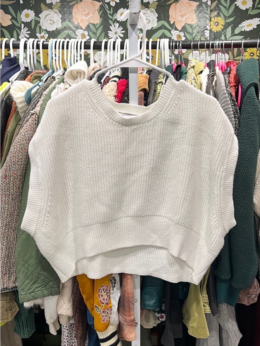 Zara Cream Ribbed Cropped Sweater